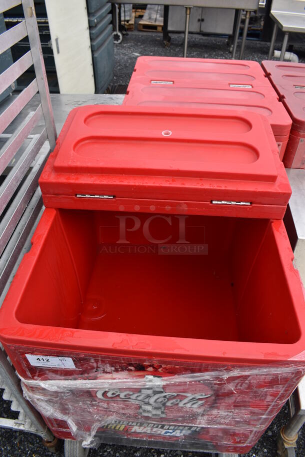Red Poly Insulated Portable Ice Bin Cart on Casters. 27x33x37 - Image 5 of 6