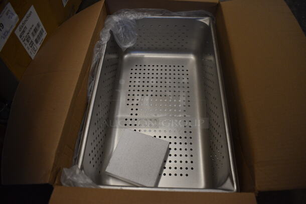 4 BRAND NEW IN BOX! Vollrath Stainless Steel Perforated Full Size Drop In Bins. 1/1x6. 4 Times Your Bid!