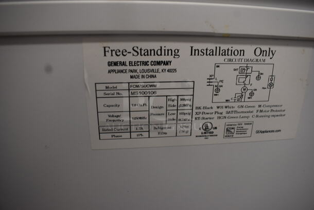GE FCM7SUCWW White Chest Freezer 115 Volts 1 Phase. Tested and Working! - Image 5 of 6