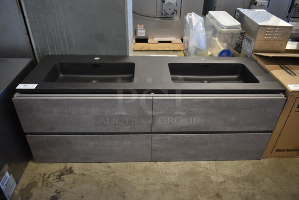 BRAND NEW! Double Bay Gray Sink Counter w/ 4 Drawers. - Image 1 of 6