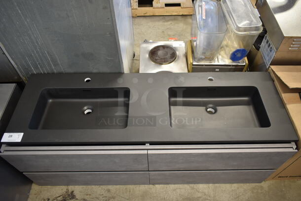 BRAND NEW! Double Bay Gray Sink Counter w/ 4 Drawers. - Image 2 of 6