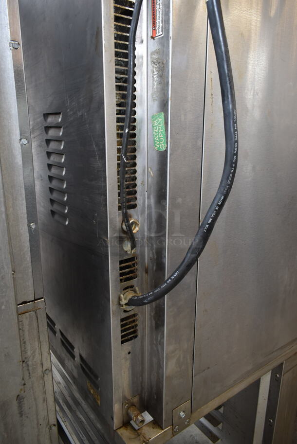 Baxter Stainless Steel Commercial Electric Powered Floor Style Mini Rotating Rack Oven on Double Pan Rack w/ Commercial Casters. 250 Volts, 3 Phase.  - Image 9 of 10