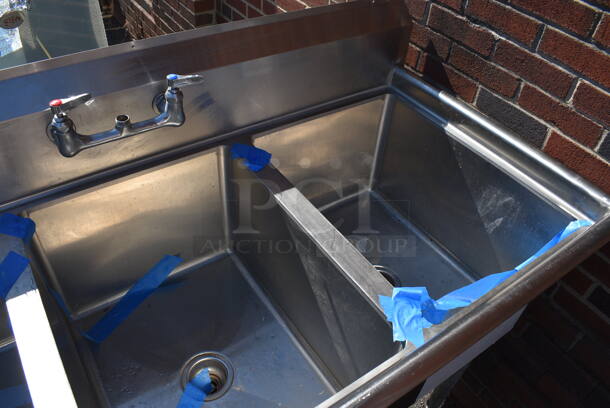 Stainless Steel Commercial 3 Bay Sink w/ Dual Drainboards and Handles. 79x30x43. Bays 18x24x14. Drainboards 16x26x1 - Image 4 of 6