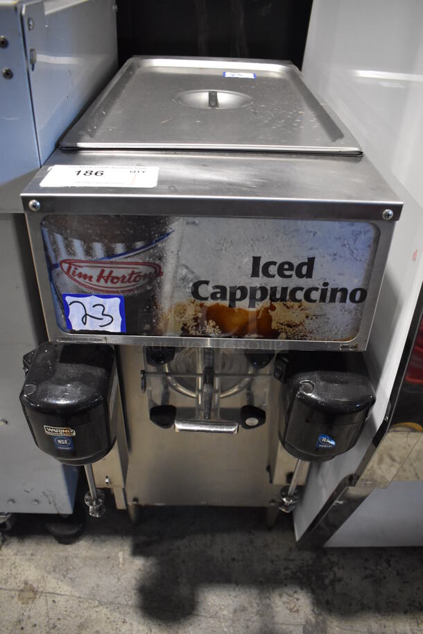 Tim Hortons Stainless Steel Commercial Countertop Iced Cappuccino Machine w/ 2 Drink Mixing Heads. 13x32x30