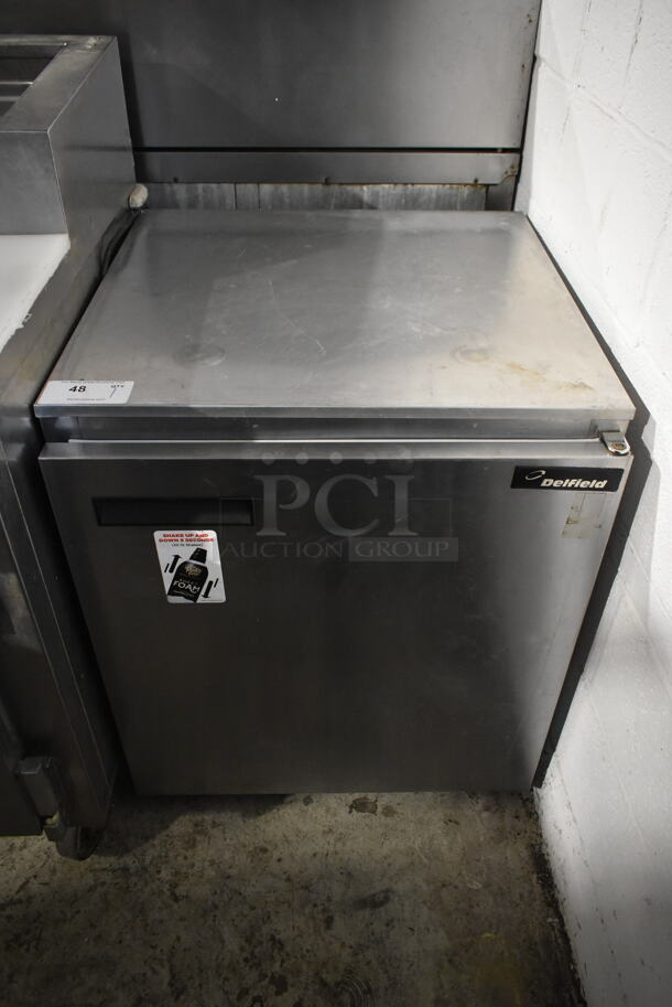 Delfield 406-CA Stainless Steel Commercial Single Door Undercounter Cooler on Commercial Casters. 115 Volts, 1 Phase. Tested and Working!