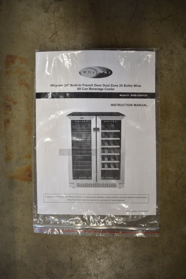 BRAND NEW SCRATCH AND DENT! Whynter BWB-2060FDS 24" Built-In French Door Dual Zone 20 Bottle Wine 60 Can Beverage Cooler Merchandiser. 115 Volts, 1 Phase. Tested and Working! - Image 6 of 7