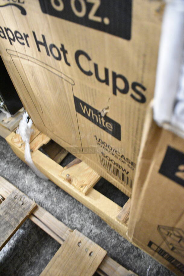 PALLET LOT of 20 BRAND NEW Boxes Including 2 Box 130D66UF Choice 6 1/2" x 6 1/4" Unprinted Plastic Deli Saddle Bag with Flip Top - 2000/Case, 500COLLAR Choice Printed Coffee Cup Sleeve, 795PTOWHT4 Choice 7 7/8 x 5 1/2" x 3 1/2" White Microwavable Folded Paper #4 Take-Out Container - 160/Case, 500CC9 Choice 9 oz. Clear PET Customizable Plastic Squat Cold Cup - 1000/Case, 127RD16BULK Choice 16 oz. Customizable Microwavable Translucent Round Deli Container - 500/Case, 2 Box 612W65 Choice Insulated Foil Sandwich Wrap Sheets 14" x 16" - 1000/Case, 600UT2472S Regency Adjustable Stainless Steel Work Table Undershelf for 24" x 72" Tables - 18 Gauge, 129MCS28B Choice 28 oz. Black Rectangular Microwavable Heavy Weight Container with Lid 8 3/4" x 6 1/4" x 1 3/4" - 150/Case, 5014046XXH Lavex Pro 45 Gallon 3 Mil 40" x 46" Low Density Heavy-Duty Industrial Contractor Black Trash Bag / Can Liner - 50/Case, 500MFTN Lavex Natural Brown Kraft M-Fold (Multifold) Towel - 4000/Case, 654358115 Boska Friends 16 1/2" Extra-Large Round Beech Wood Serving Board with Handle, 2 Count Donut Boxes, 5008W Choice 8 oz. Tall White Poly Paper Hot Cup - 1000/Case, 622KPT400 Regency 400 lb. Keg and Pail Truck KPT-400, 215PCGDCAP CaterGator Rotomolded Extreme Outdoor Cooler / Ice Chest Drain Cap, AP241029 All Points 24-1029 10 1/2" Cast Iron Front Top Range Burner, 612FL4OZCO Choice 4 oz. Round Foil Ramekin Cup with Board Lid - 500/Case, Axe Handle. 20 Times Your Bid! - Image 11 of 12