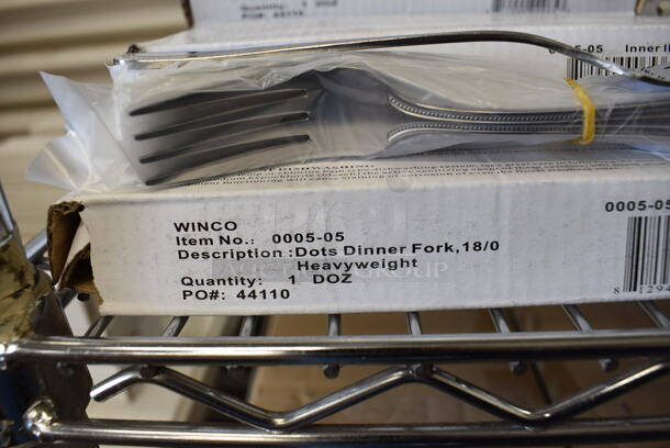 60 BRAND NEW IN BOX! Winco 0005-05 Stainless Steel Dots Dinner Forks. 7.5". 60 Times Your Bid! - Image 3 of 4