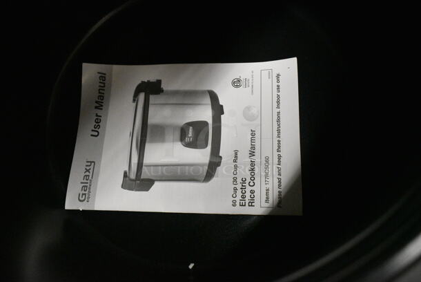 BRAND NEW SCRATCH AND DENT! Galaxy 177RCSG60 60 Cup (30 Cup Raw) Electric Rice Cooker / Warmer. 120 Volts, 1 Phase. Tested and Working! - Image 5 of 7