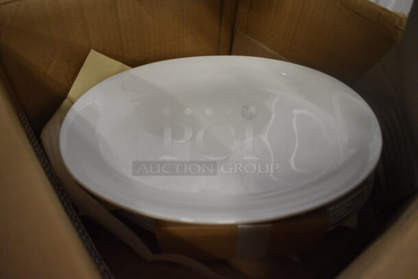 6 BRAND NEW IN BOX! Bauscher White Ceramic Oval Plates. 12.5x9x1. 6 Times Your Bid!