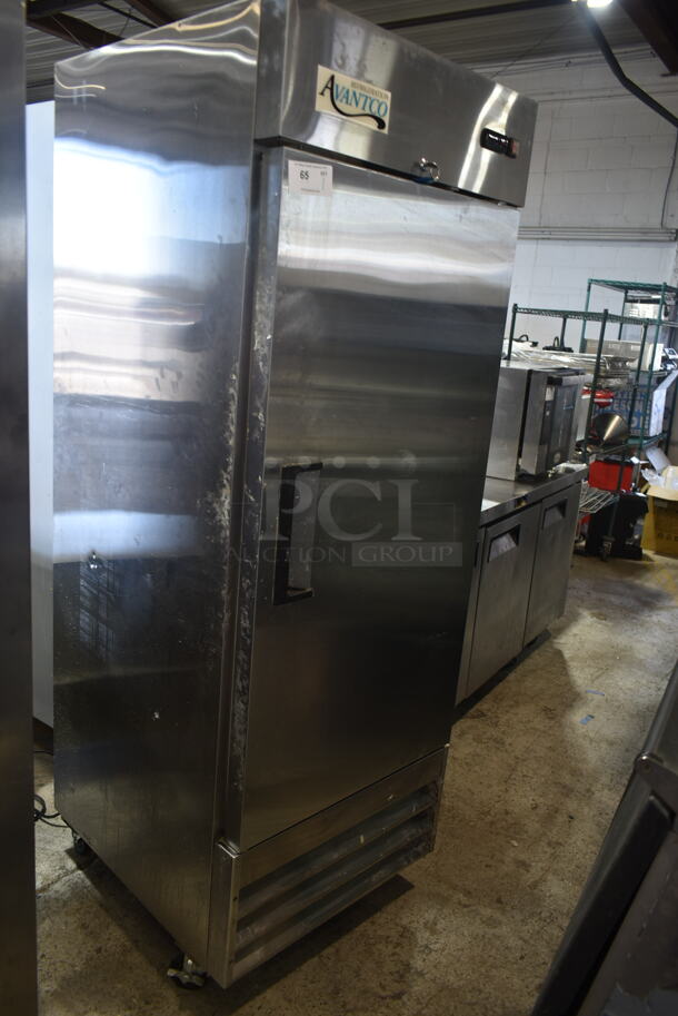 Avantco 178A23RHC Stainless Steel Commercial Single Door Reach In Cooler w/ Poly Coated Racks on Commercial Casters. 115 Volts, 1 Phase. Tested and Working! - Image 2 of 6
