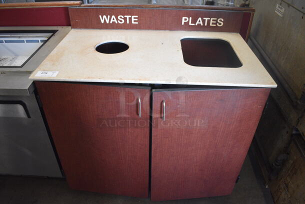 Wood Pattern Trash Can Shell w/ 2 Trash Deposit Holes and 2 Doors. 44.5x27x43 - Image 1 of 4