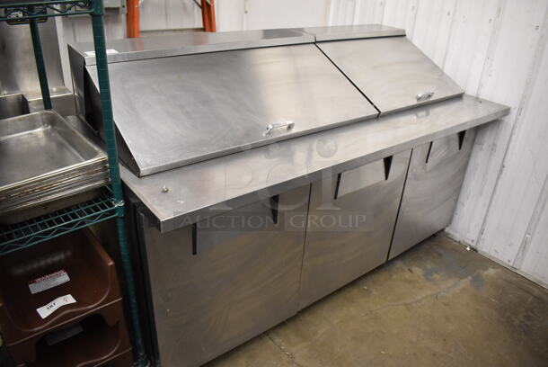 2013 True TSSU-72-30M-B-ST Stainless Steel Commercial Sandwich Salad Prep Table Bain Marie Mega Top on Commercial Casters. 115 Volts, 1 Phase. 72x34x44. Tested and Working! - Image 1 of 8