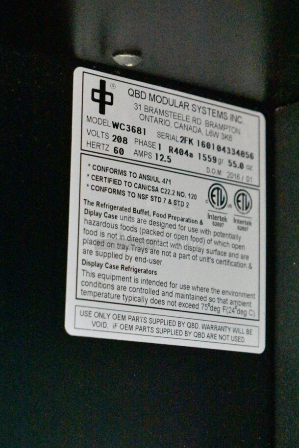 QBD WC3681 Metal Commercial Vertical Open Grab N Go Merchandiser. 208 Volts, 1 Phase.  - Image 8 of 8