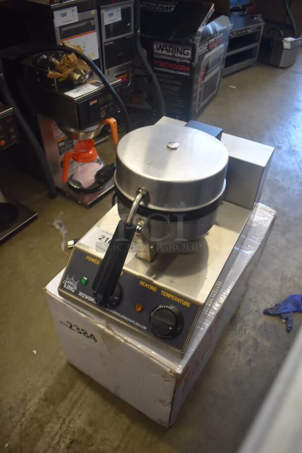 BRAND NEW IN BOX! Carnival King 382WSM11 Stainless Steel Commercial Countertop Non-Stick Single Waffle Maker with Timer. 120 Volts, 1 Phase. 10x20x12. Tested and Working! - Image 4 of 7