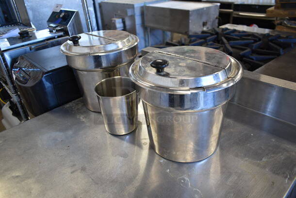 ALL ONE MONEY! Lot of 3 Stainless Steel Bins and 2 Lids.  - Image 2 of 4