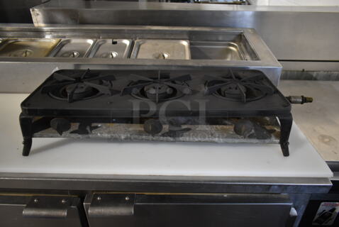Metal Countertop Propane Gas Powered 3 Burner Range. 