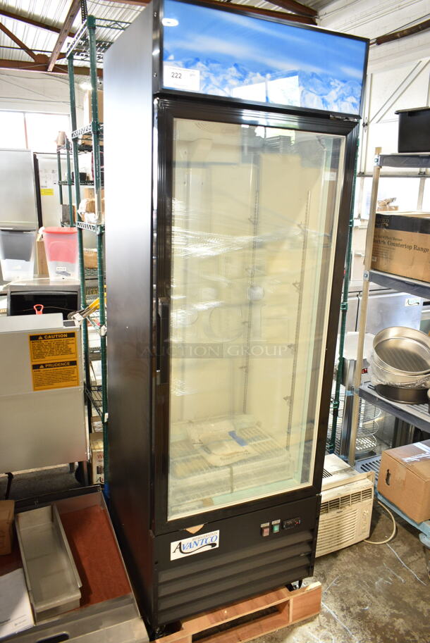 BRAND NEW SCRATCH AND DENT! 2023 Avantco 178GDC12FHCB 27" Black Customizable Swing Glass Door Merchandiser Freezer with LED Lighting and Poly Brew Baskets. 115 Volts, 1 Phase. Tested and Working! - Image 2 of 7