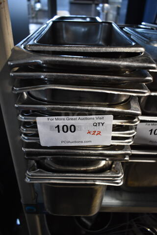 ALL ONE MONEY! Lot of 22 Stainless Steel Drop In Bins. Includes 12x7x6