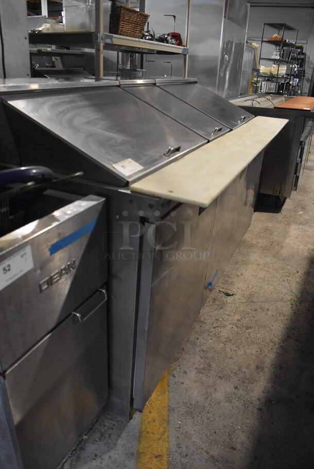 Delfield 4472N-3DM Commercial Stainless Steel Three Door Sandwich/Salad Prep Refrigerator Station on Commercial Casters. 115V/1 Phase. Can't Test Due To Cut Cord - Image 2 of 9