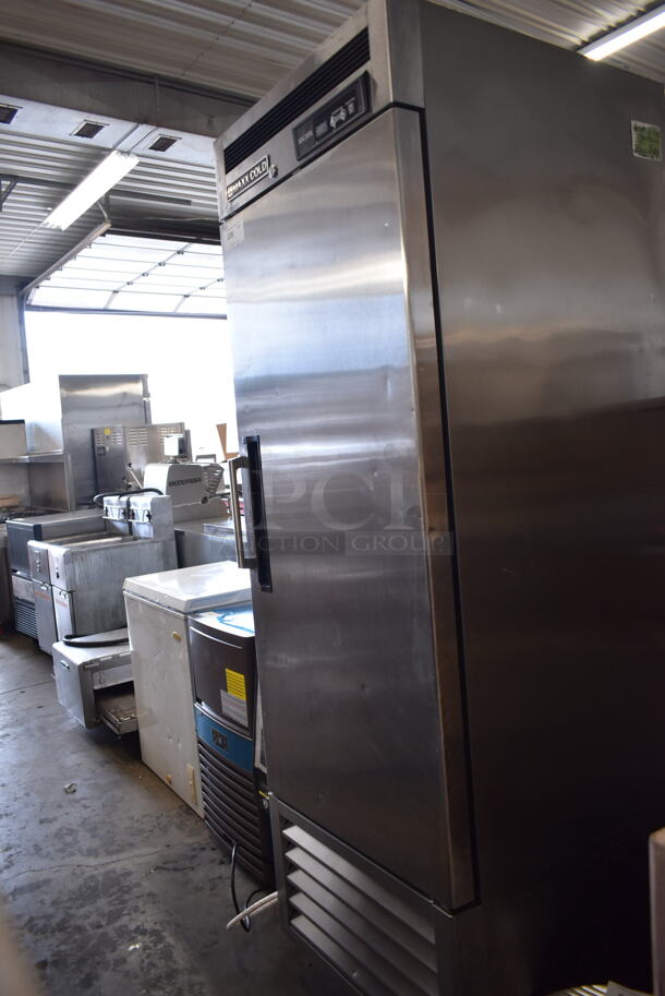 Maxx Cold MCR-23FDRE Stainless Steel Commercial Single Door Reach In Cooler w/ Poly Coated Racks on Commercial Casters. Missing 1 Caster. 115 Volts, 1 Phase. Tested and Working! - Image 2 of 7