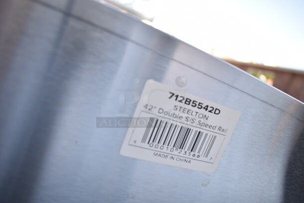 2 BRAND NEW SCRATCH AND DENT! Steelton 712B5542D Stainless Steel Double Tier Speed Rail - 42". 2 Times Your Bid!  - Image 6 of 7