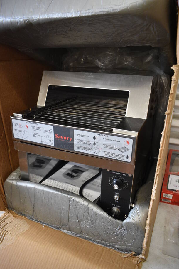 BRAND NEW IN BOX! Savory Model 18000 Stainless Steel Commercial Countertop Conveyor Toaster Oven. 208 Volts, 1 Phase. 15x23x19 - Image 2 of 8
