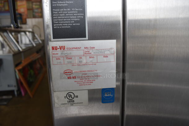 Nu Vu Model SUB-123 Stainless Steel Commercial Oven Proofer on Commercial Casters. 240 Volts, 1 Phase. 36x30x77 - Image 3 of 6