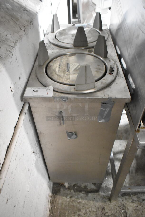 Carter Hoffmann UH-210 Stainless Steel Commercial Floor Style 2 Well Plate Return on Commercial Casters. 120 Volts, 1 Phase. Tested and Does Not Power On