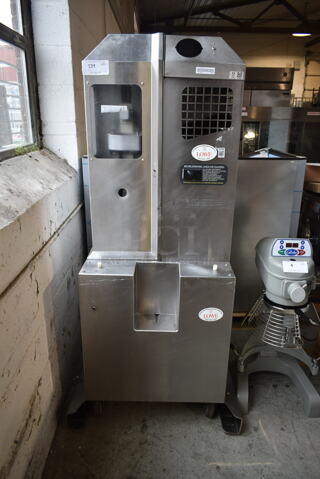 Fresh N Squeeze POS-1 Stainless Steel Commercial Floor Style Automatic Citrus Juicer on Commercial Casters. 120 Volts, 1 Phase. Tested and Working!