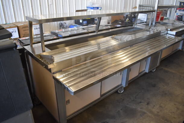 Servolift Eastern 502-4R Metal Commercial Portable Refrigerated Buffet Station w/ Sneeze Guard and Tray Slide on Commercial Casters. 120/208 Volts, 1 Phase. 92x42x49 - Image 1 of 8