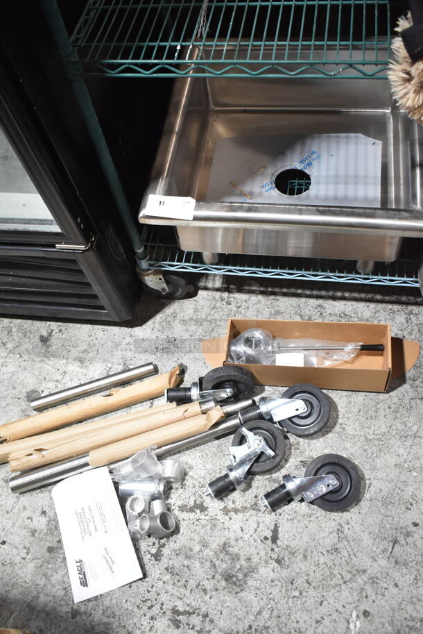 BRAND NEW! Eagle Stainless Steel Commercial Single Bay Portable Mop Sink w/ Legs and Commercial Casters. - Image 1 of 7