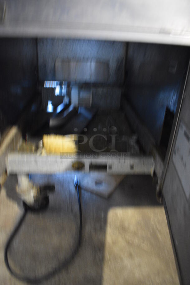 Pitco Frialator Model SG18 Stainless Steel Commercial Natural Gas Powered 2 Bay Deep Fat Fryer w/ Left Side Model SGBN Dumping Station and 4 Metal Fry Baskets on Commercial Casters. 140,000 BTU. 59x34.5x45.5 - Image 7 of 10
