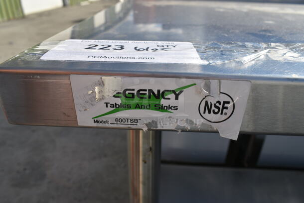 BRAND NEW SCRATCH AND DENT! Regency 600TSB3072S Stainless Steel Commercial Work Table w/ Back Splash and Under Shelf.  - Image 4 of 4