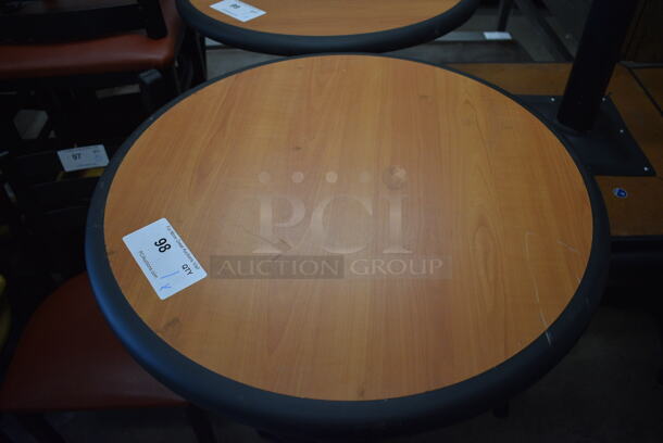 Wood Pattern Round Bar Height Table on Black Metal Table Base. Stock Picture - Cosmetic Condition May Vary. 24x24x42 - Image 2 of 3