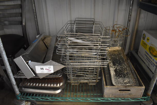 ALL ONE MONEY! Tier Lot of Various Items Including Metal Chafing Frames and Cooling Racks