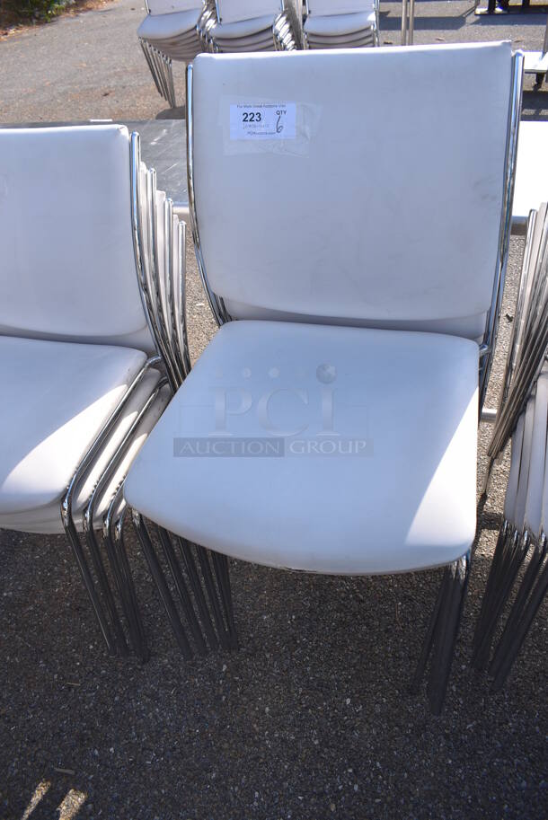 6 White Dining Height Chairs on Chrome Finish Frame. 20x20x35. 6 Times Your Bid! - Image 2 of 6