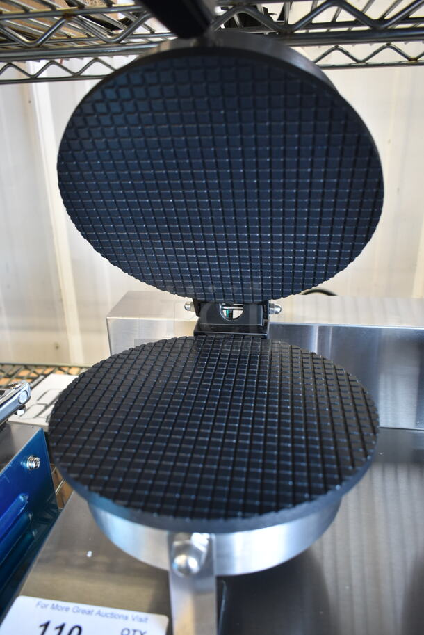 BRAND NEW SCRATCH AND DENT! 2022 Carnival King 382WCM2 Stainless Steel Commercial Countertop Double Waffle Cone Maker. 120 Volts, 1 Phase. Tested and Working! - Image 5 of 6