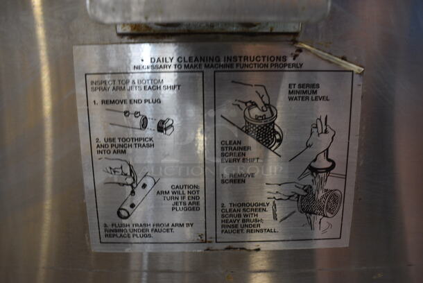 American Dish Service Model ET-AP-M Stainless Steel Commercial Undercounter Dishwasher. Comes w/ Power Supply. 120 Volts, 1 Phase. 24x27x34 - Image 5 of 9