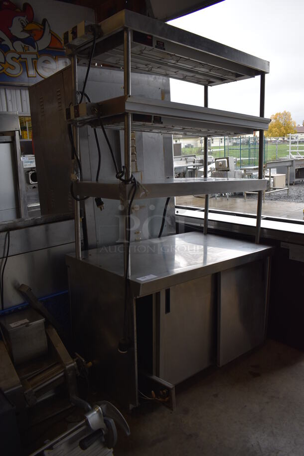 Stainless Steel Commercial Table w/ 3 Over Shelves, 3 Warming Strips, 2 Doors and Under Shelf. 48x30x82 - Image 2 of 12