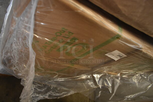 PALLET LOT of 32 BRAND NEW Boxes Including 760SOUP16WPA Choice 16 oz. White Double Poly-Coated Paper Food Cup with Vented Paper Lid - 250/Case, 612FS1212 Choice Half Size Foil Steam Table Pan Shallow 1 1/2" Depth - 100/Case, 3 Box LKC16/24FX Fabri-Kal LKC16/24FX Kal-Clear / Nexclear 12 / 14, 16 / 18, 20, and 24 oz. Clear Plastic Flat Lid with Straw Slot - 1000/Case, 4 Box 395TO961 EcoChoice 9" x 6" x 3" Compostable Sugarcane / Bagasse 1 Compartment Take-Out Container - 200/Case, 2 Box Noble Medium Gloves, 2 Box Lavex C Fold Towels, Bakers Mark 10" Cake Circles, Various Choice Portion Cups, 4 Box 130TONG9HDBK Visions 9" Individually Wrapped Extra Heavy-Duty Black Disposable Polypropylene Tongs - 24/Case. 32 Times Your Bid!  - Image 9 of 12
