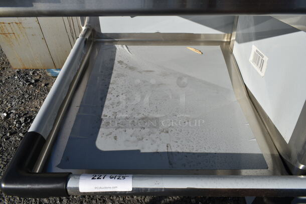 BRAND NEW SCRATCH AND DENT! Regency 600S22424224 98" 16 Gauge Stainless Steel Two Compartment Commercial Sink with Galvanized Steel Legs and 2 Drainboards - 24" x 24" x 14" Bowls. No Legs.  - Image 5 of 7