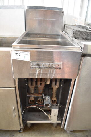 American Range Stainless Steel Commercial Floor Style Natural Gas Powered Deep Fat Fryer. 