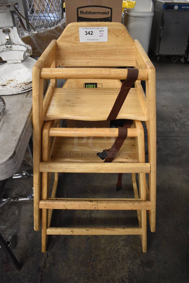 2 Wood Pattern High Chairs. 20x19x28. 2 Times Your Bid! - Image 1 of 4