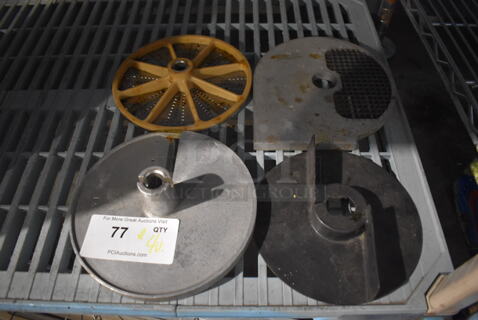 4 Various Food Processor Items; 3 Blades and 1 Cover. Includes 8x8x2.5. 4 Times Your Bid!