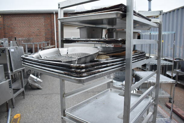 Commercial Stainless Steel Utility Cart With Steel Trays, Muffin Tins, Etc On Commercial Casters. - Image 4 of 6