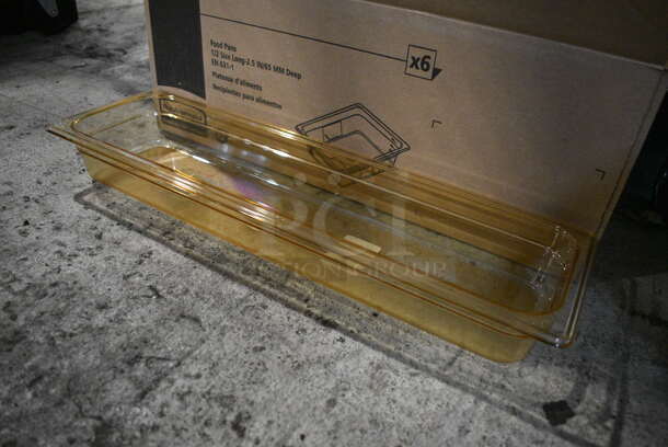 6 BRAND NEW IN BOX! Rubbermaid FG239P00AMBR Amber Poly 12 Size Long Drop In Bins. 12Lx2.5. 6 Times Your Bid! - Image 4 of 6