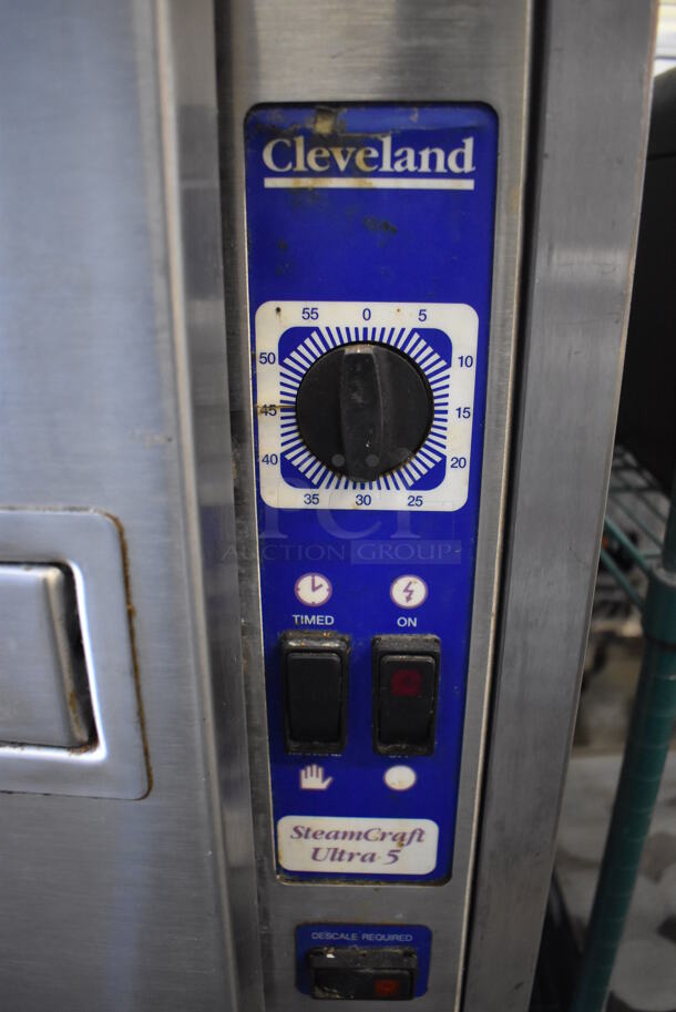 2 Cleveland Stainless Steel Commercial Single Compartment Steam Cabinet on Stainless Steel 2 Tier Equipment Stand. SteamCraft Ultra 5 and SteamCraft Ultra 3. 208 Volts, 3 Phase. 24x32x69. 2 Times Your Bid! - Image 6 of 8