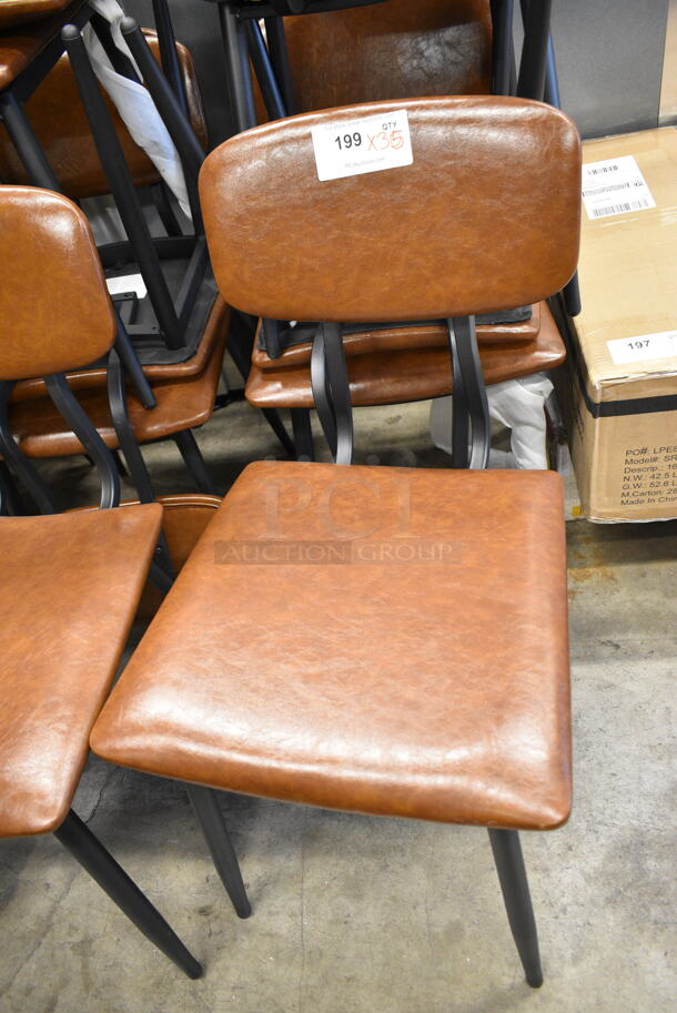 35 BRAND NEW SCRATCH AND DENT! Lancaster Table & Seating 164CMCMBFR Dining Height Chair w/ Brown Cushions. 35 Times Your Bid!  - Image 5 of 7