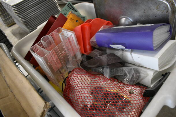 ALL ONE MONEY! Lot of Various Items Including Soda Machine Nozzles and Index Card Holders in Poly Bus Bin - Image 2 of 3